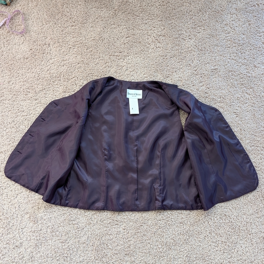 Danny & Nicole Vintage Purple Houndstooth Button Up Vest Size 14P - Picture 2 of 8